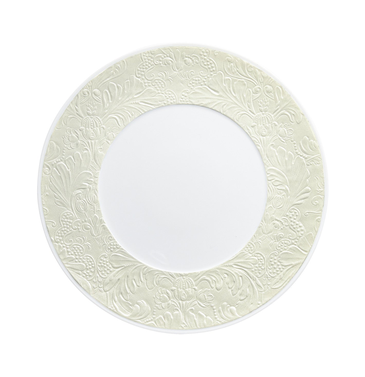 Rim plate deep with engraved rim 27 cm ivory | Italian Renaissance