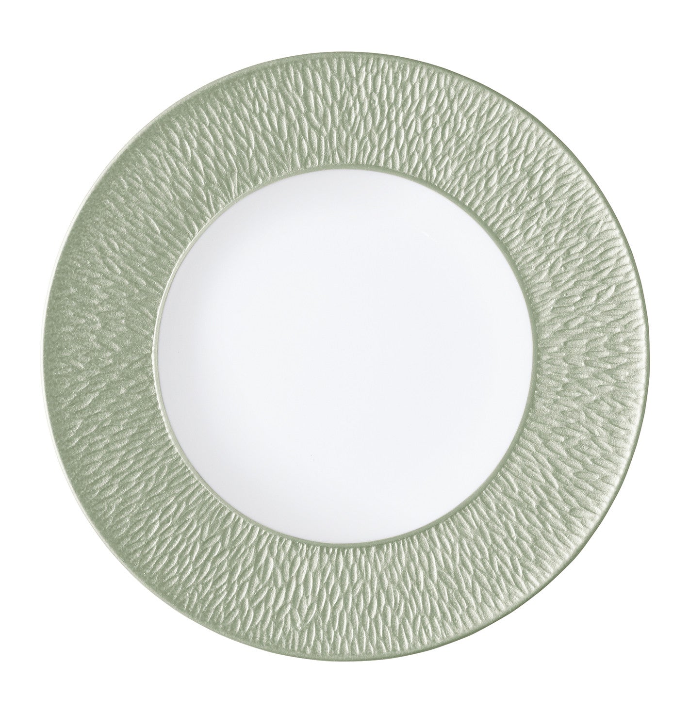 Rim plate deep with engraved rim 22.5 cm white with platine rim | Minéral Filet Platine