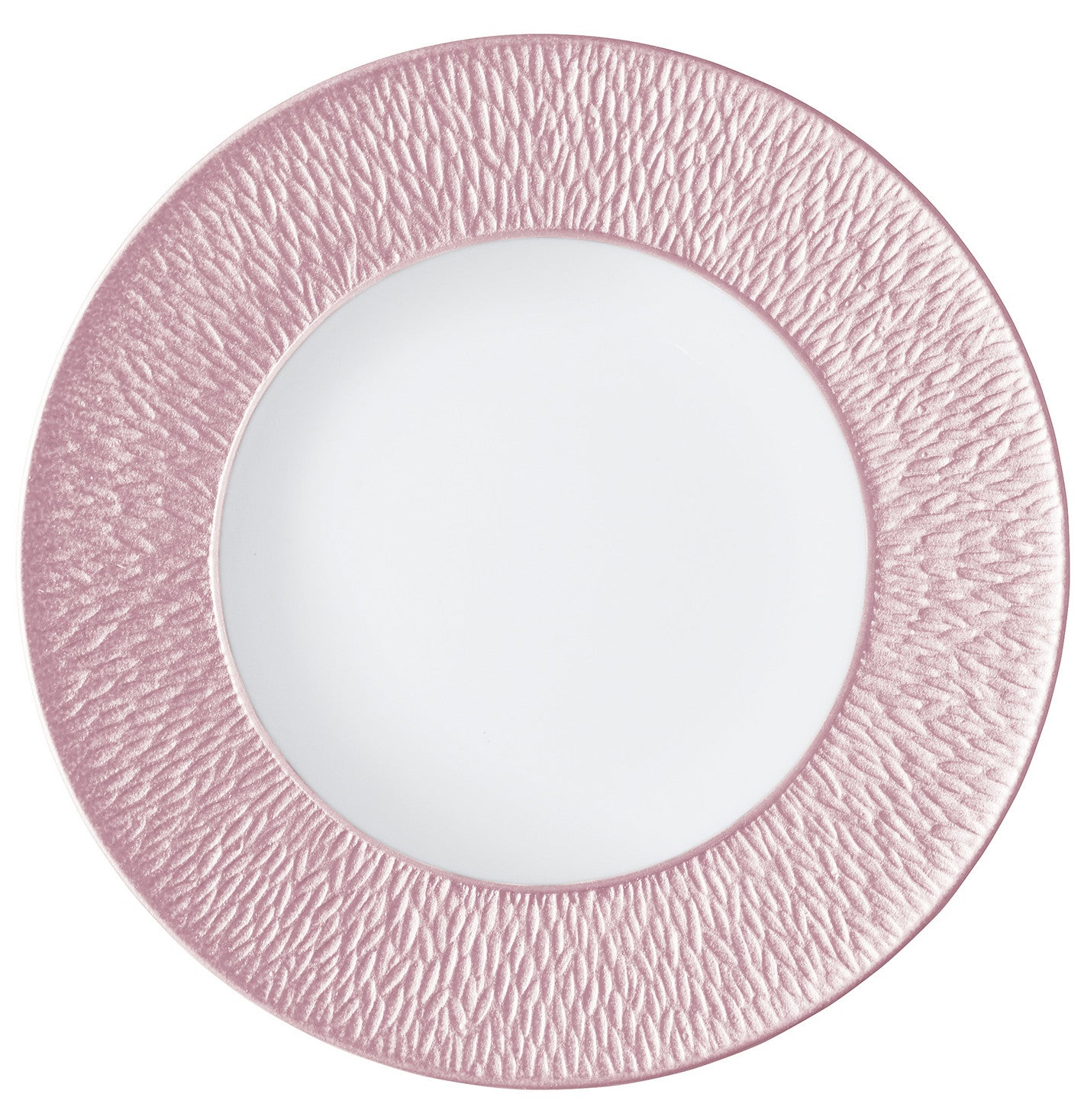 Coupe plate flat with engraved rim 29 cm pink | Minéral Irisé