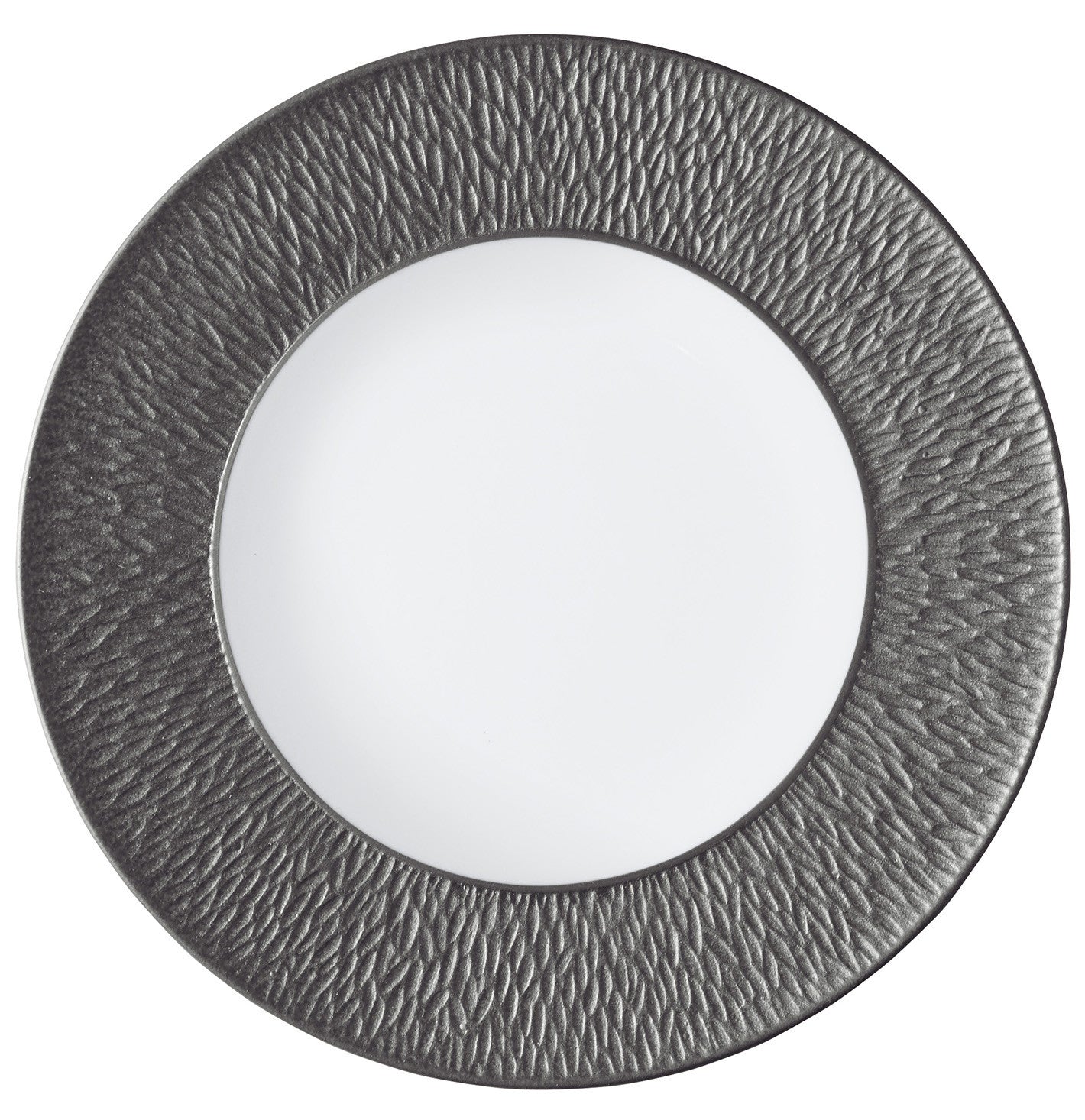 Coupe plate flat full engraving 16 cm grey I | Minéral Irisé