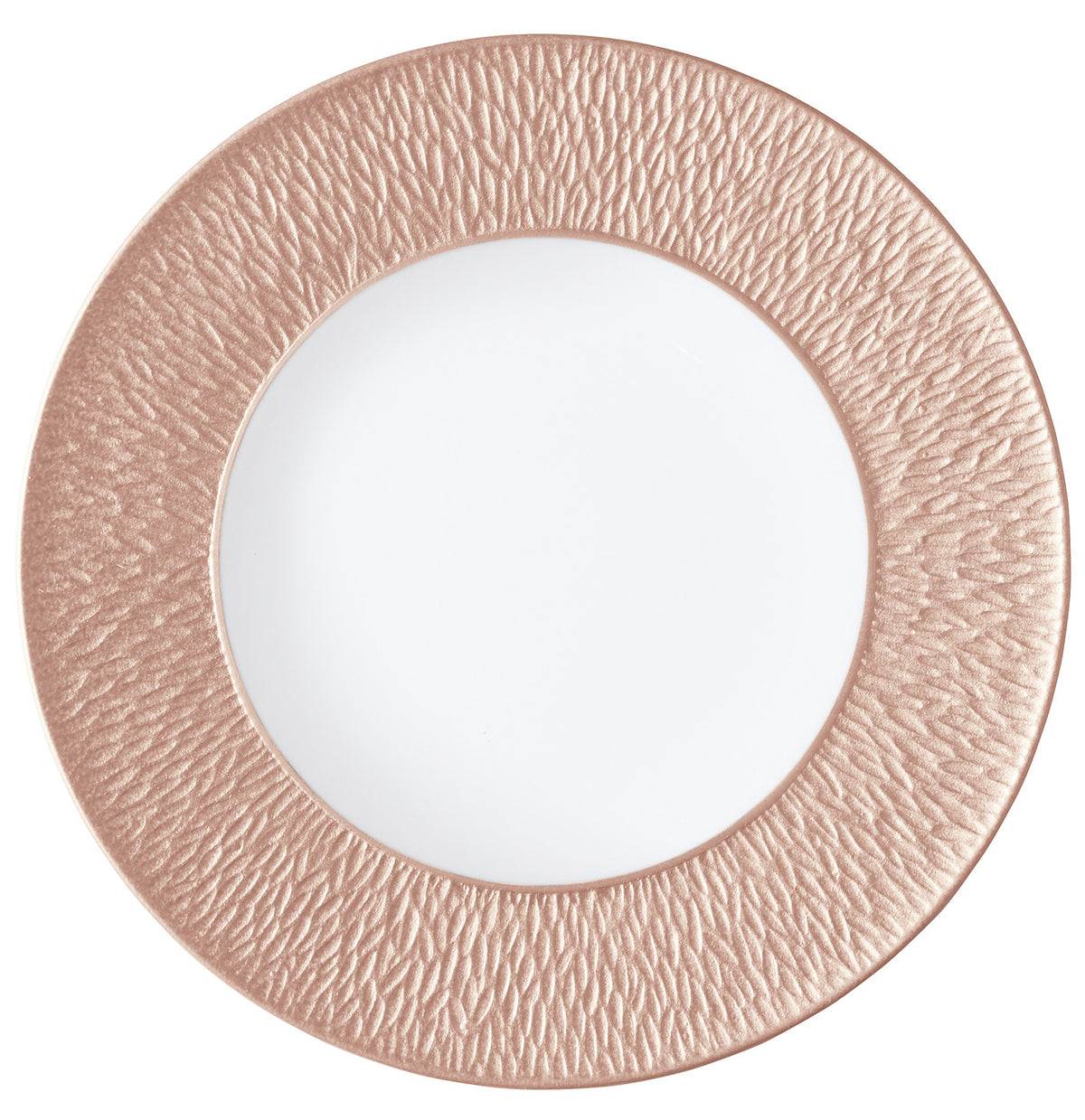 Rim plate deep with engraved rim 22.5 cm rose gold | Minéral Irisé