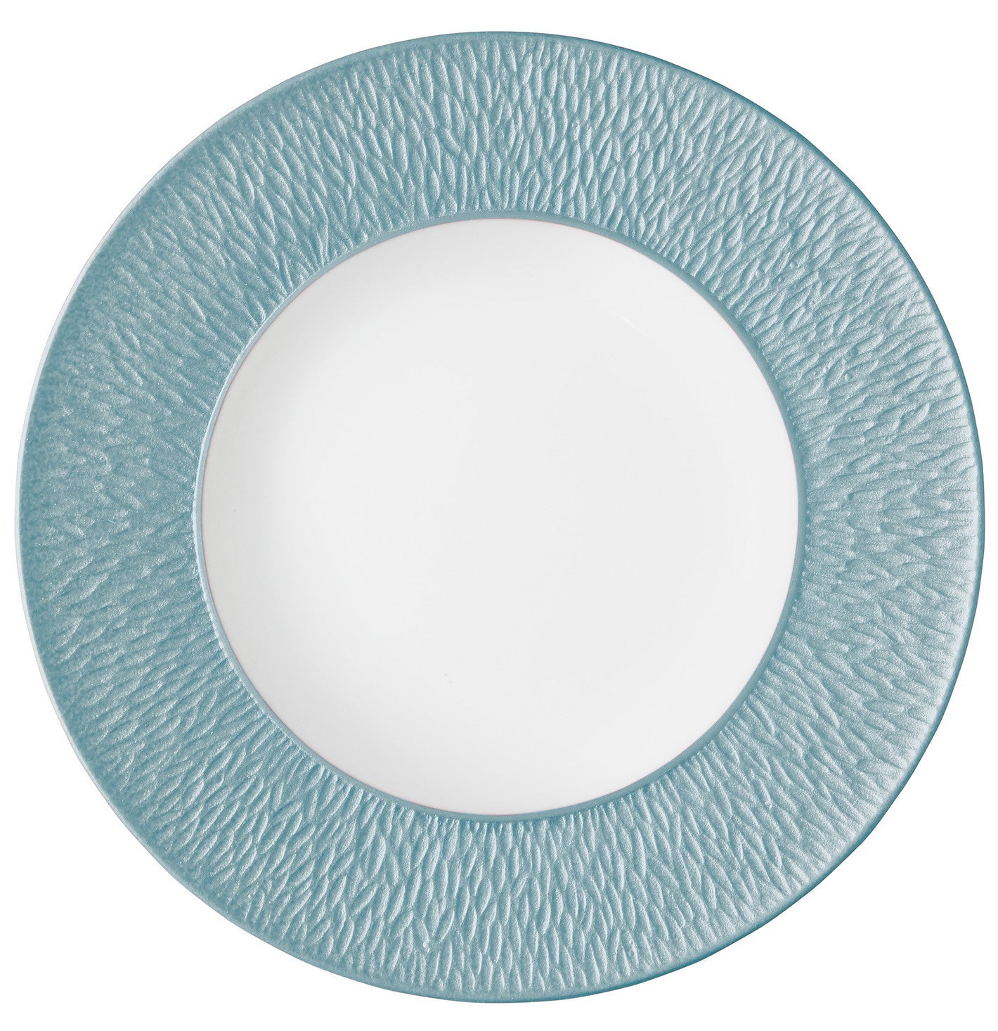 Rim plate deep with engraved rim 22.5 cm blue | Minéral Irisé