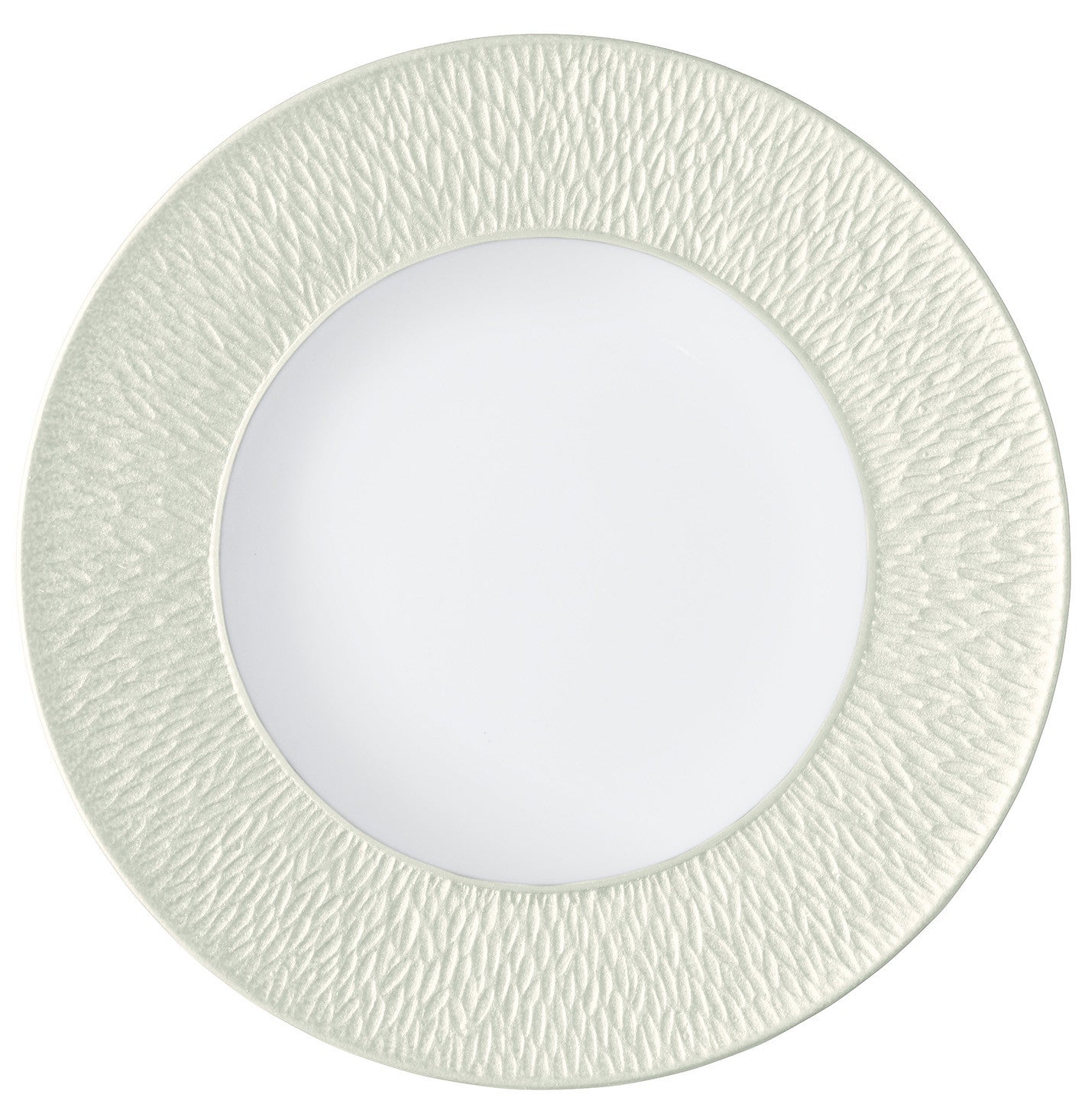 Rim plate deep with engraved rim 22.5 cm ivory | Minéral Irisé