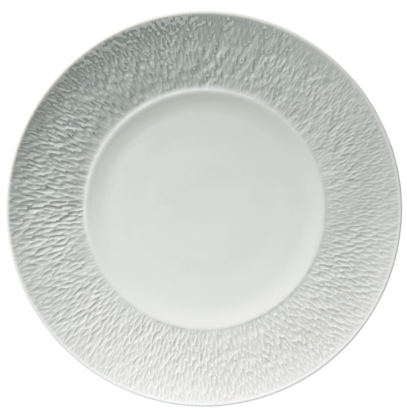 Coupe plate flat with engraved rim 32 cm white | Minéral Sablé