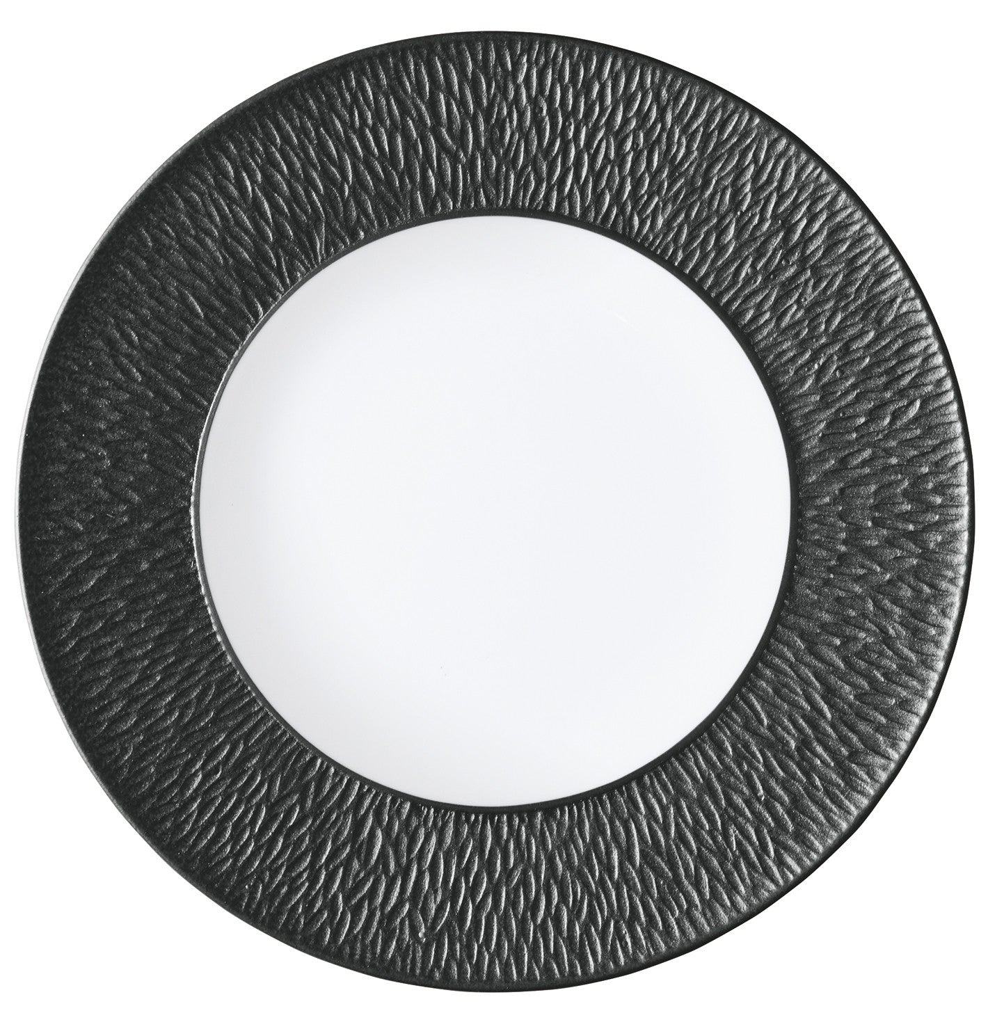 Rim plate deep with engraved rim 22.5 cm black | Minéral Irisé