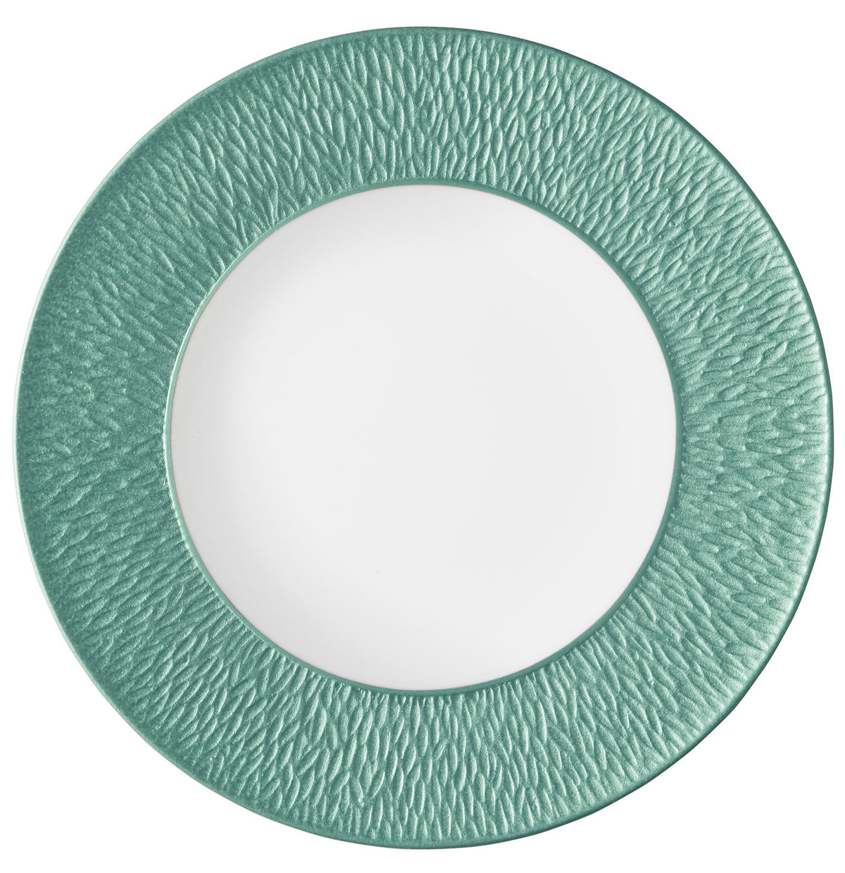 Rim plate deep with engraved rim 22.5 cm turquoise | Minéral Irisé