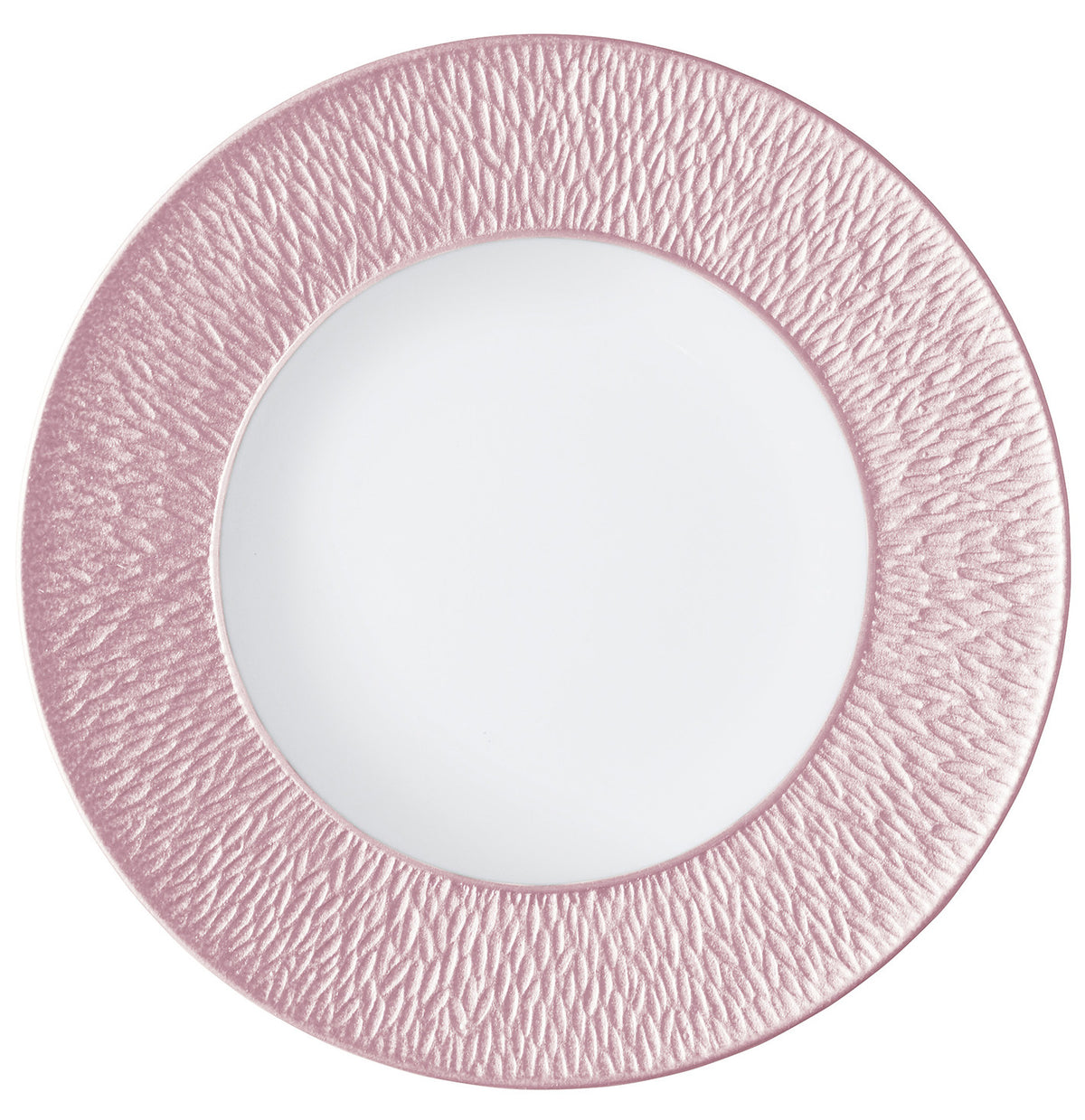 Coupe plate flat with engraved rim 22 cm pink | Minéral Irisé