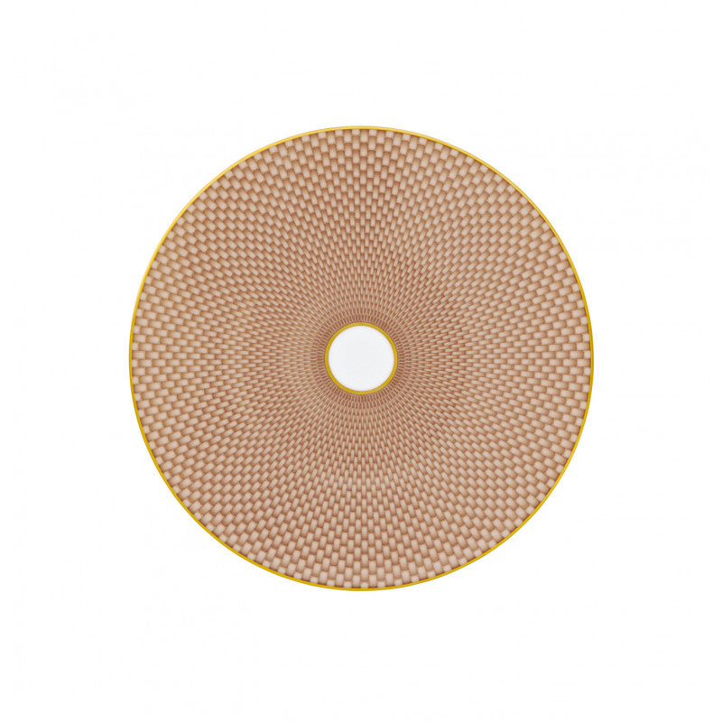 Coupe plate flat 22 cm brown with gold rim V | Trésor