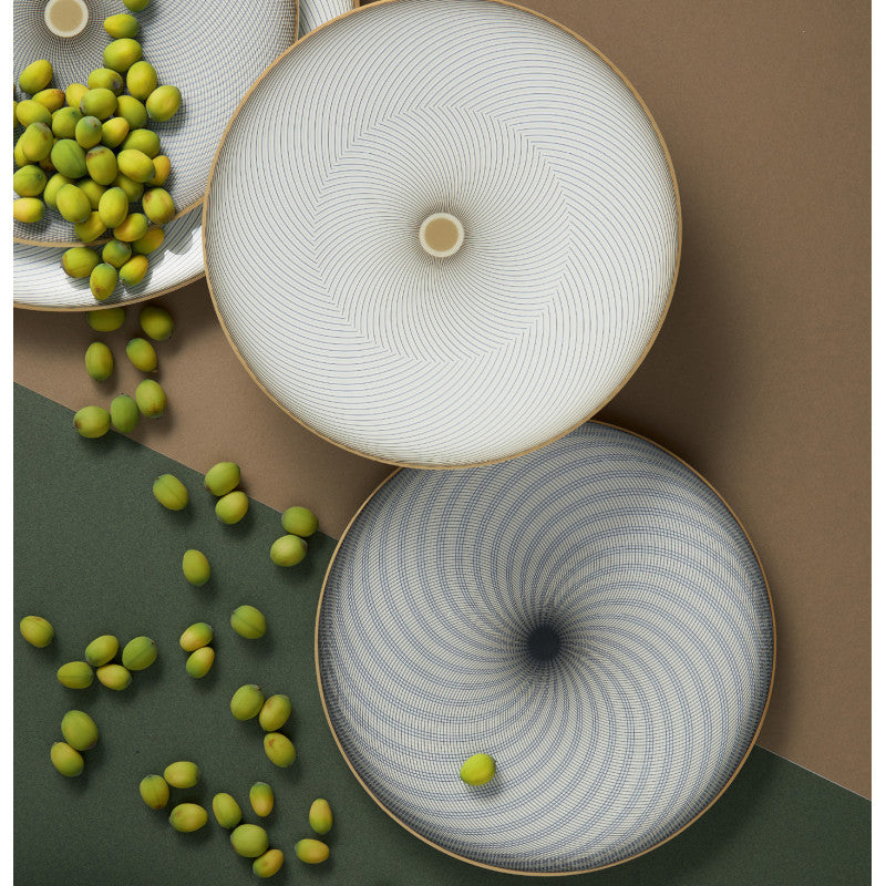 Side dish 23.5 cm grey with gold rim | Oskar