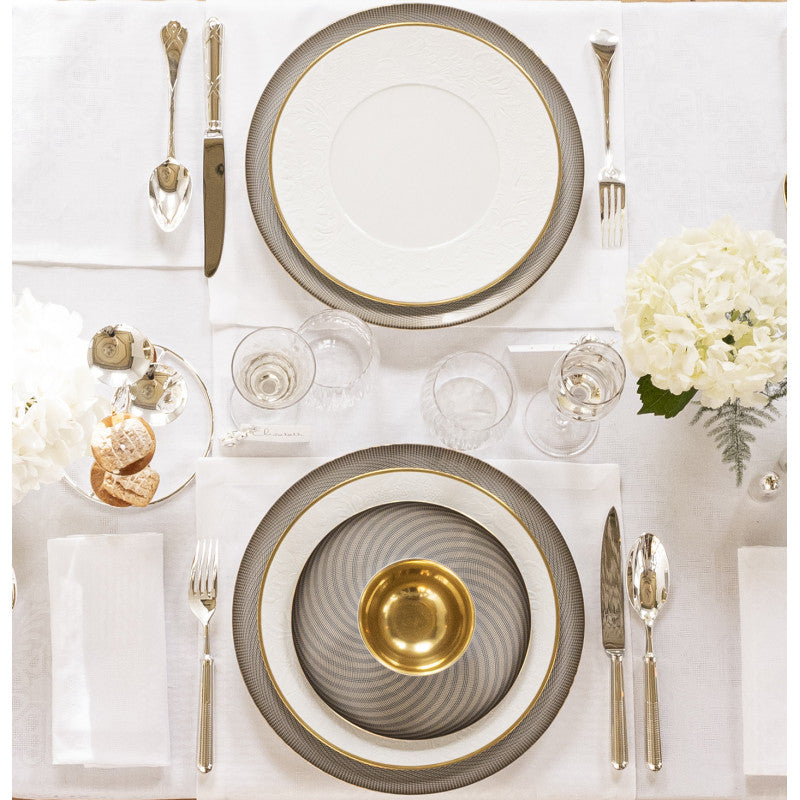 Coupe plate flat 16 cm brown with gold rim | Oskar