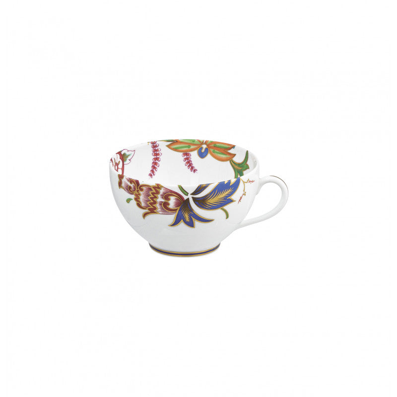 Tea / Breakfast cup and saucer - Blue/pink with gold rim | Imari