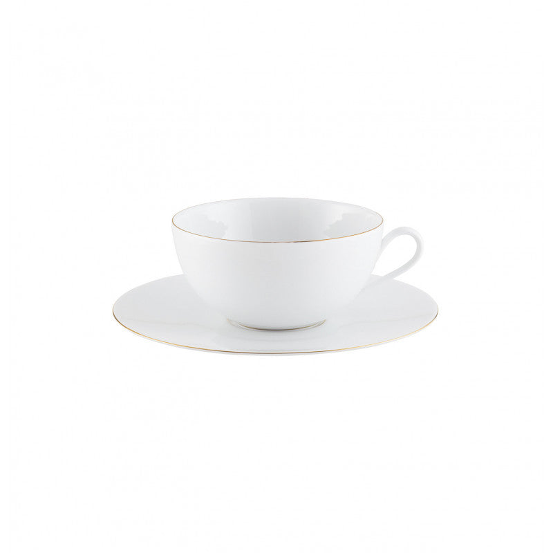Tea / Breakfast cup and saucer -  White with gold rim | Monceau Or