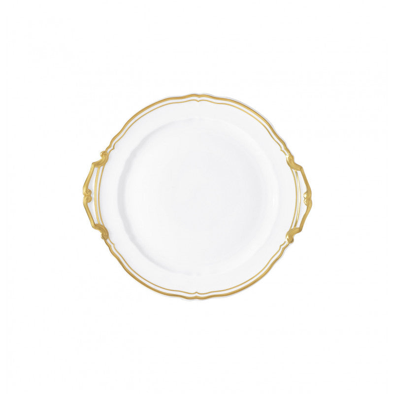 Cake dish with hands 25 cm white with gold rim | Polka Or
