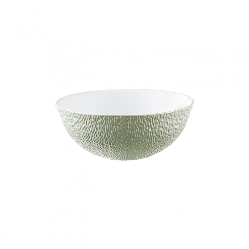 Calabash shaped salad bowl 23 cm green | Minéral Irisé