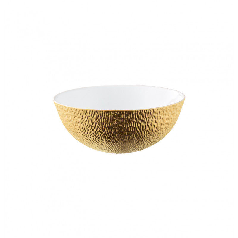 Calabash shaped salad bowl 23 cm gold with gold rim | Minéral Or