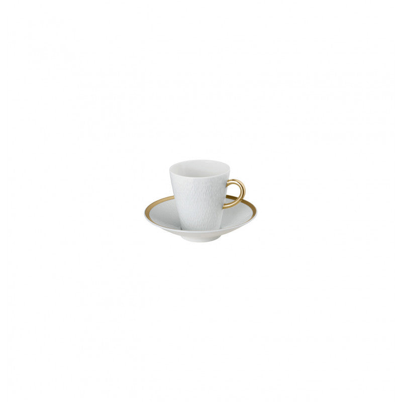 Coffee cup and saucer - White with gold rim | Minéral Filet Or