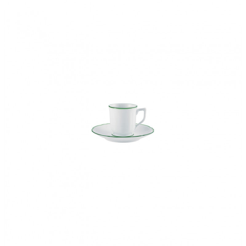 Coffee cup and saucer - Green | Touraine Double Filet Vert