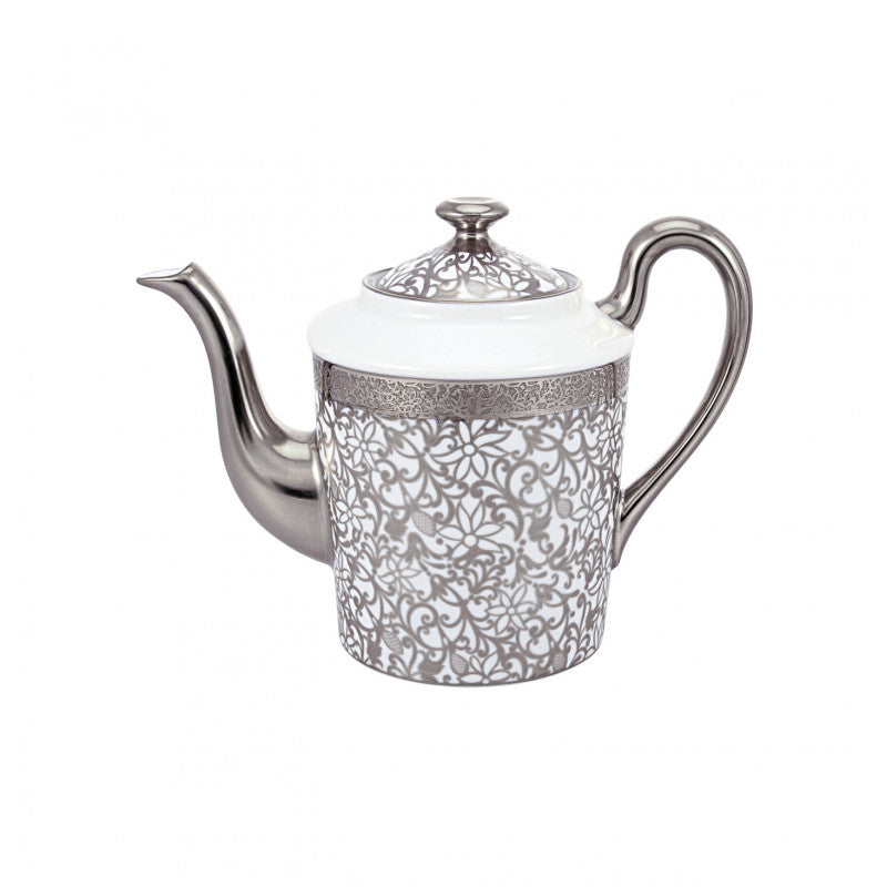 Coffee pot 7.7 cm white with platine rim | Tolède Platine