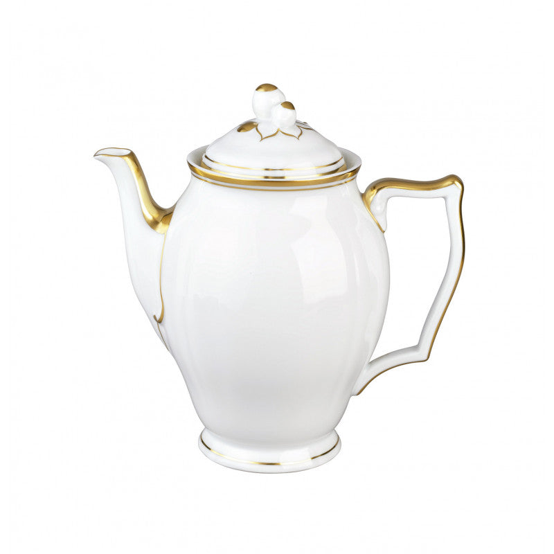 Coffee pot 9 cm white with gold rim | Polka Or