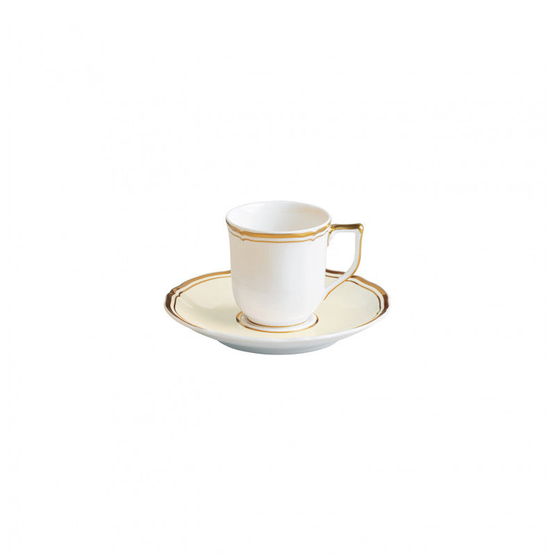 Coffee cup and saucer - Ivory with gold rim | Mazurka