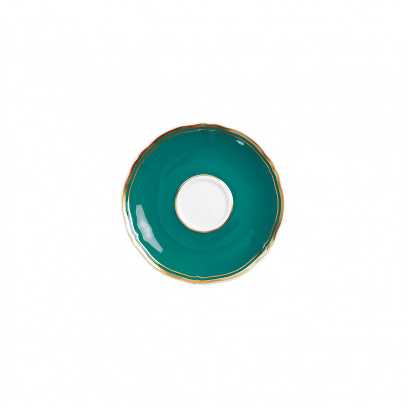 Coffee cup and saucer - Turquoise with gold rim | Mazurka