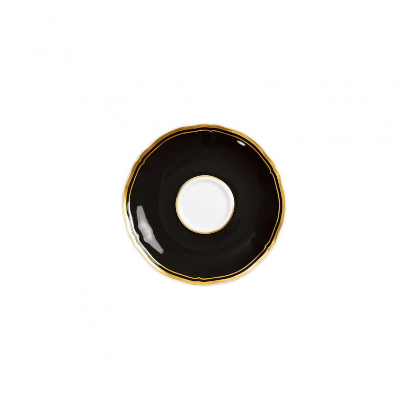 Coffee cup and saucer - Black with gold rim | Mazurka