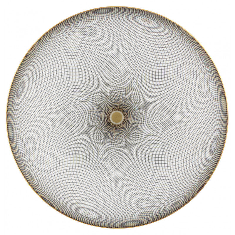 Coupe plate flat 32 cm brown with gold rim | Oskar