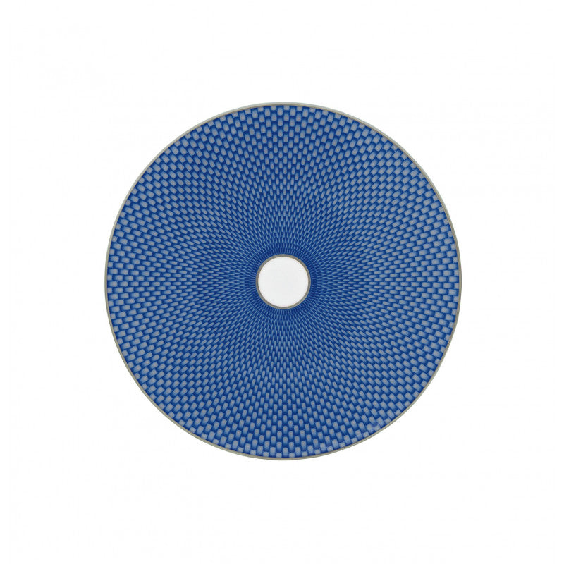 Coupe plate flat 22 cm blue with platine rim | Trésor Bleu