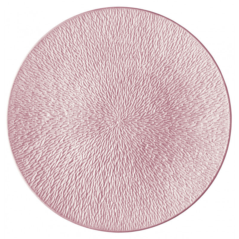 Coupe plate flat full engraving 32 cm pink | Minéral Irisé