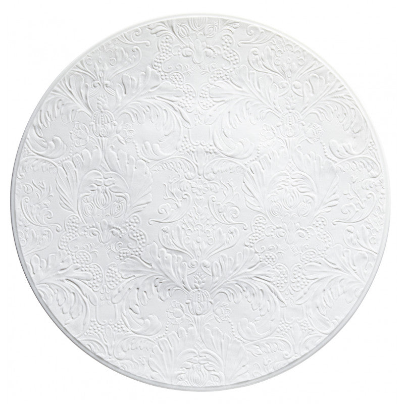 Coupe plate flat full engraving 16 cm white | Italian Renaissance
