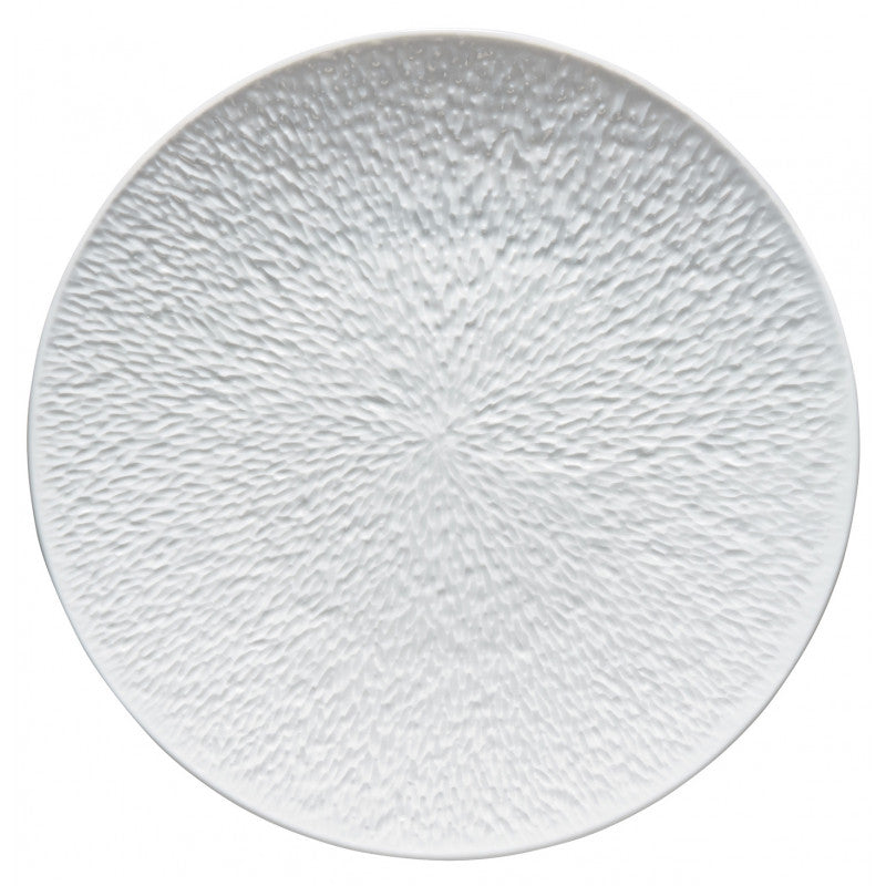 Coupe plate flat full engraving 32 cm white | Minéral Sablé