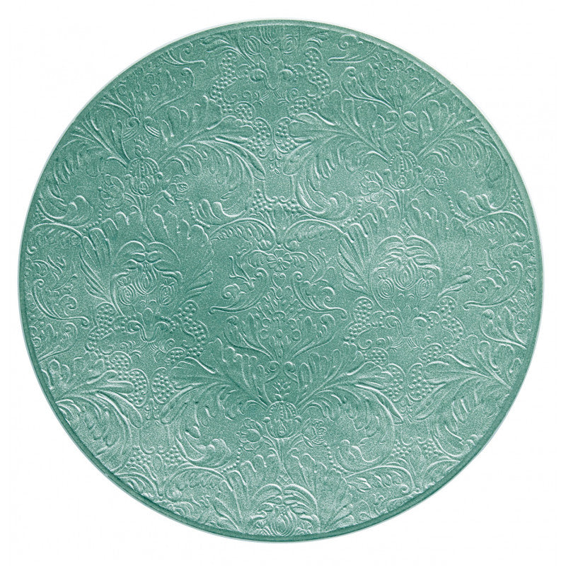 Coupe plate flat full engraving 32 cm turquoise | Italian Renaissance