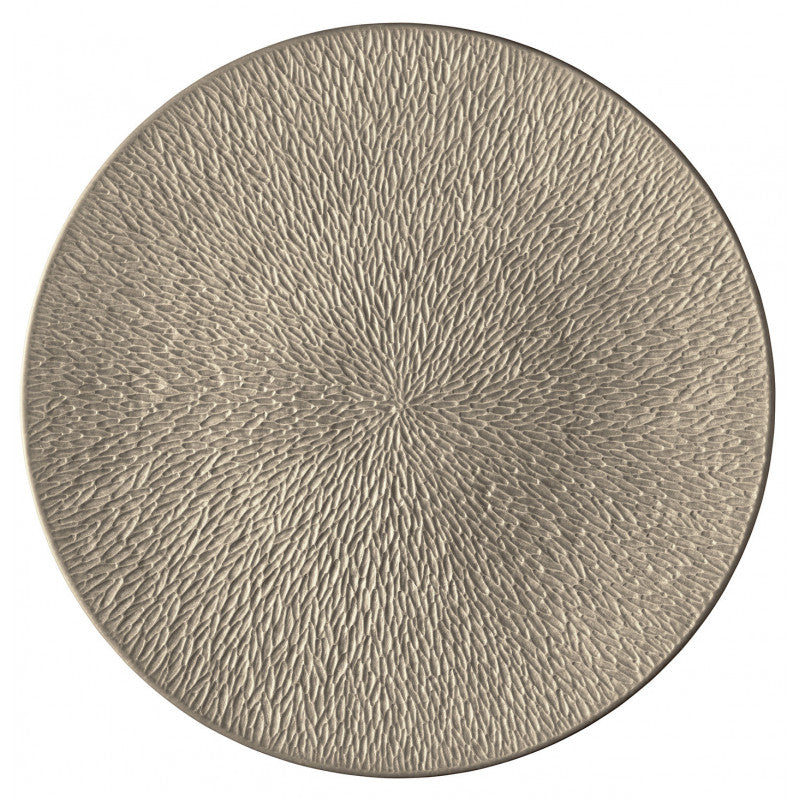 Coupe plate flat full engraving 32 cm grey II | Minéral Irisé