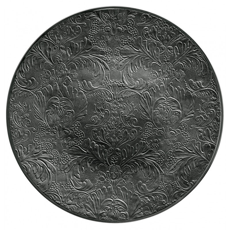 Coupe plate flat full engraving 16 cm black | Italian Renaissance