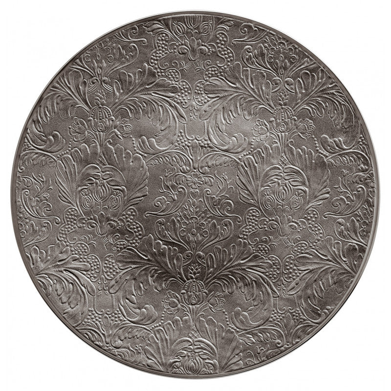 Coupe plate flat full engraving 32 cm grey with gold rim | Italian Renaissance