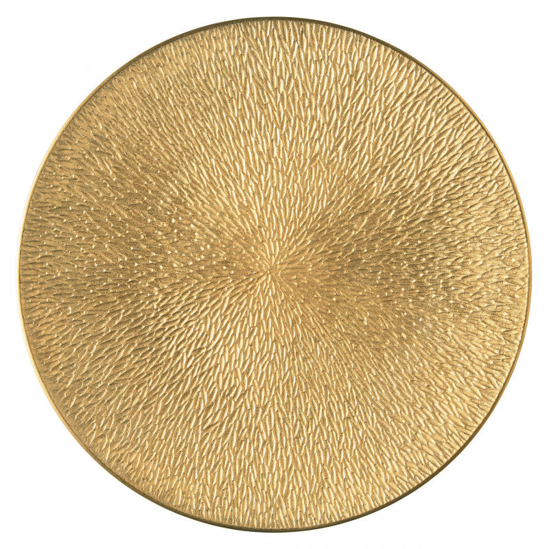 Coupe plate flat full engraving 32 cm gold with gold rim | Minéral Or
