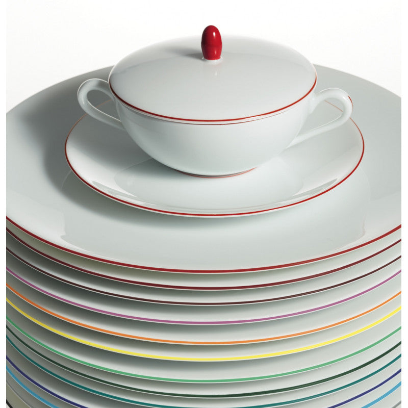 Oval platter 42 cm white with platine rim | Monceau Platine