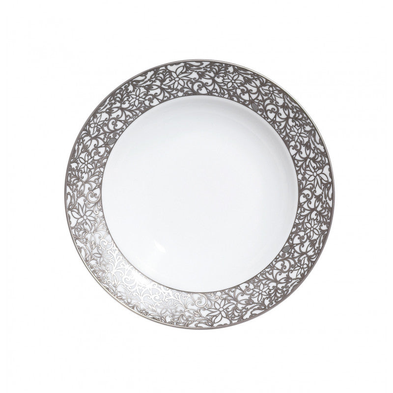 Deep chop plate 29.5 cm white with platine rim | Salamanque Platine