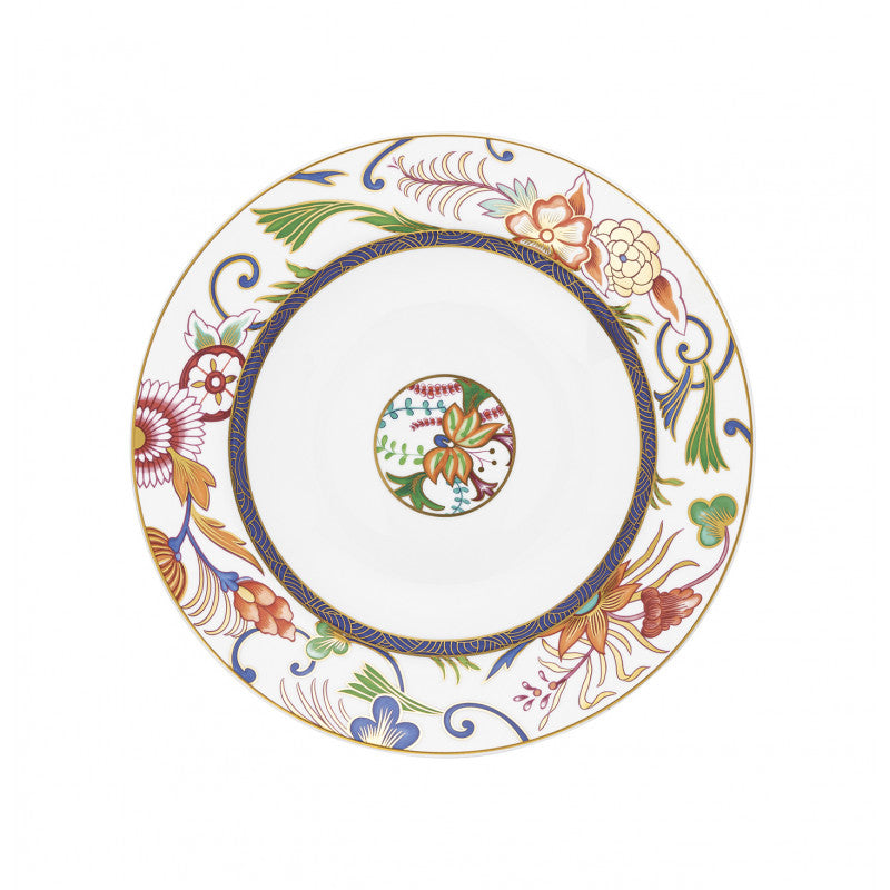 Deep chop plate 29.5 cm blue/pink with gold rim | Imari