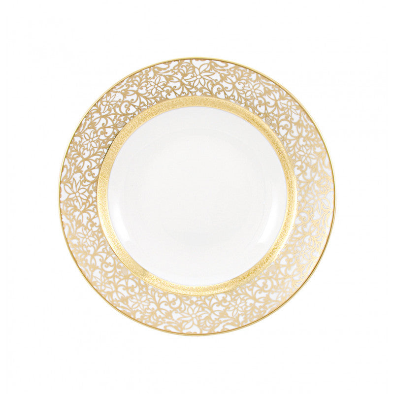 Deep chop plate 29.5 cm white with gold rim | Tolède Or