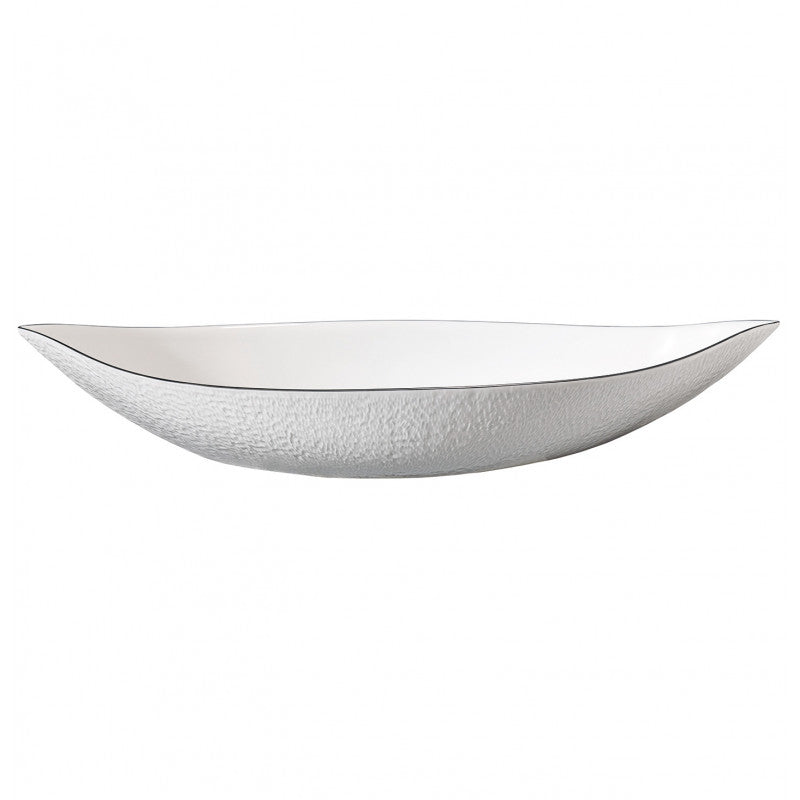 Deep dish 58 cm white with platine rim | Minéral Filet Platine