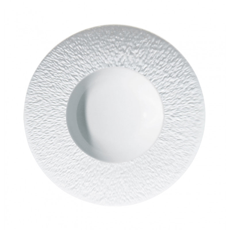 Rim plate deep with engraved rim 22.5 cm white | Minéral