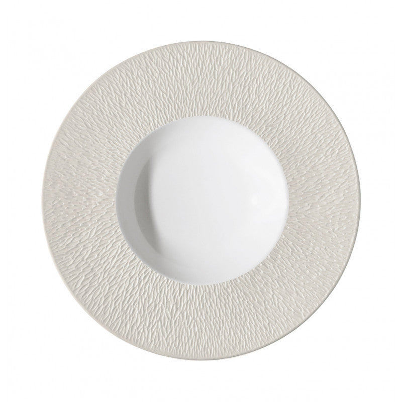 Rim plate deep with engraved rim 27 cm grey III | Minéral Irisé