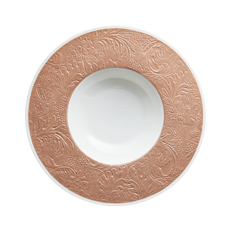 Rim plate deep with engraved rim 27 cm rose gold | Italian Renaissance