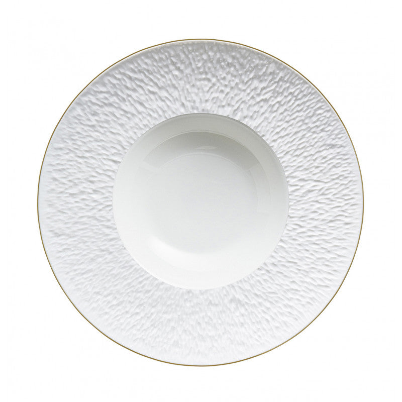 Rim plate deep with engraved rim 27 cm white with gold rim | Minéral Filet Or