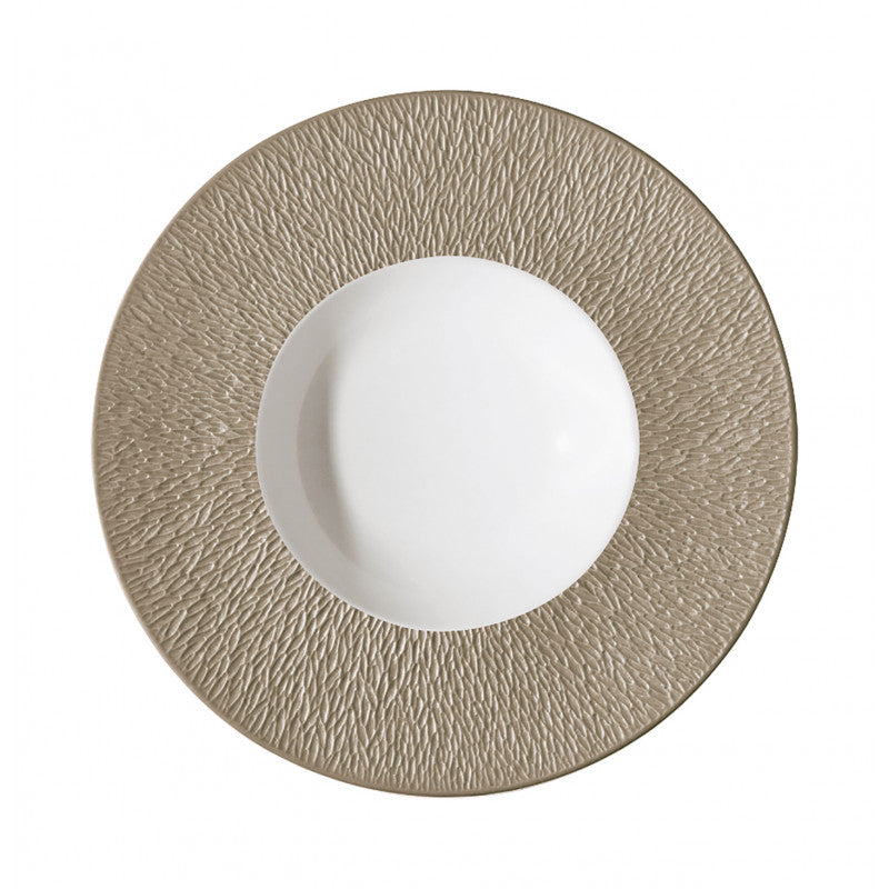 Rim plate deep with engraved rim 27 cm grey II | Minéral Irisé