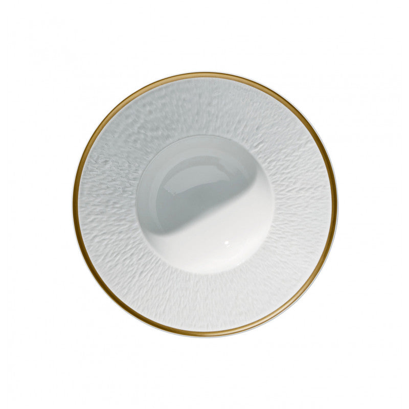 Rim plate deep with engraved rim 22.5 cm white with gold rim | Minéral Filet Or