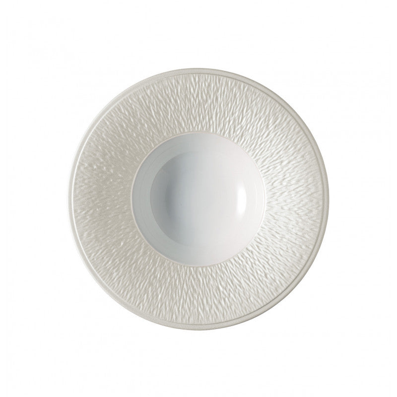 Rim plate deep with engraved rim 22.5 cm grey III | Minéral Irisé