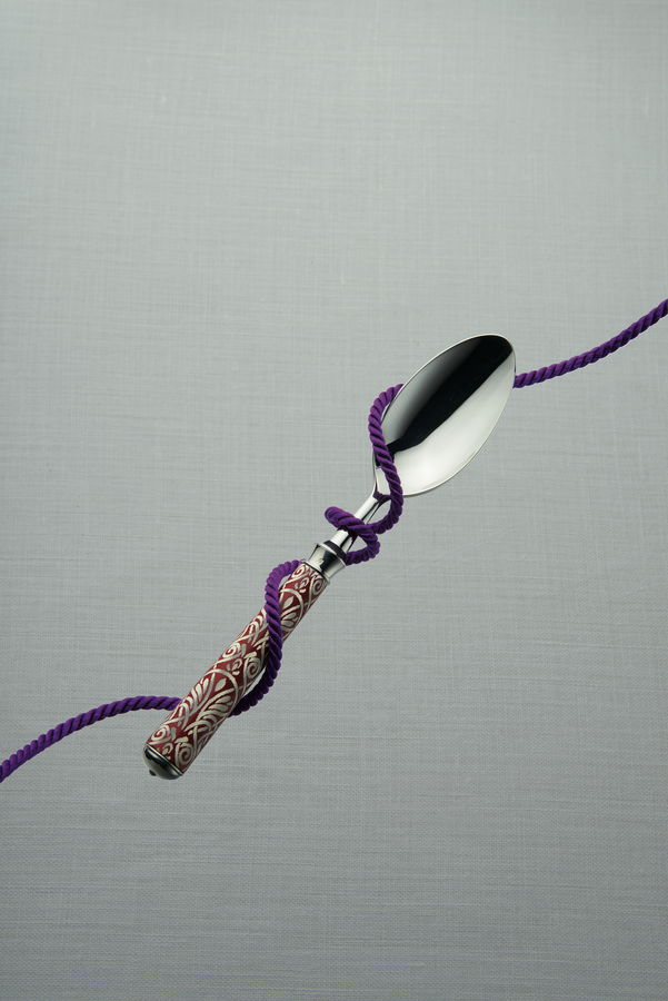 Tea Spoon | Silver Plated / Enamel handle | Pink Orange | Guirlande