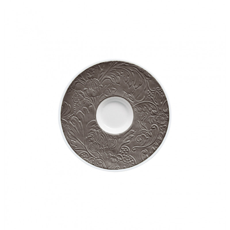 Coffee cup and saucer - Grey with gold rim | Italian Renaissance